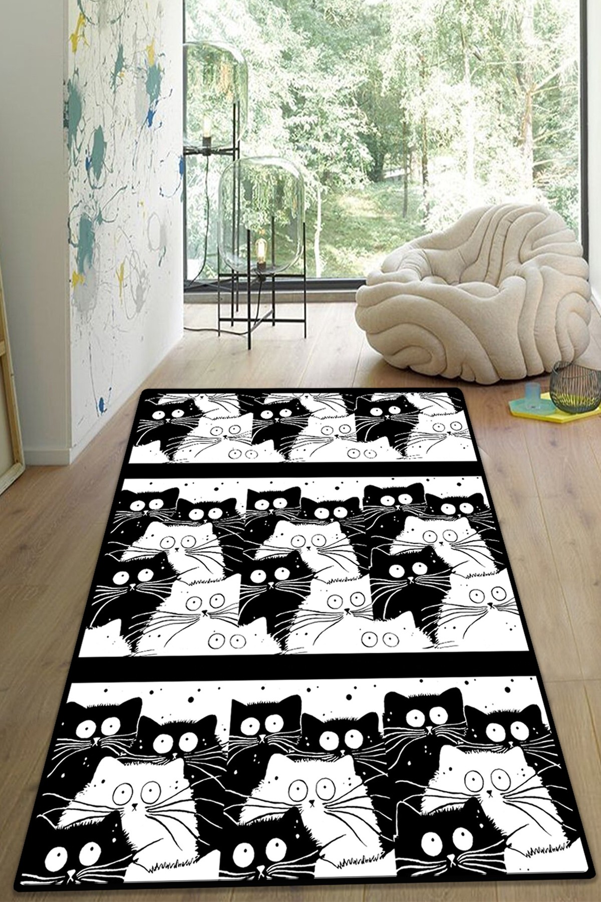 Covor, White Cats, 120x160 cm, Multicolor