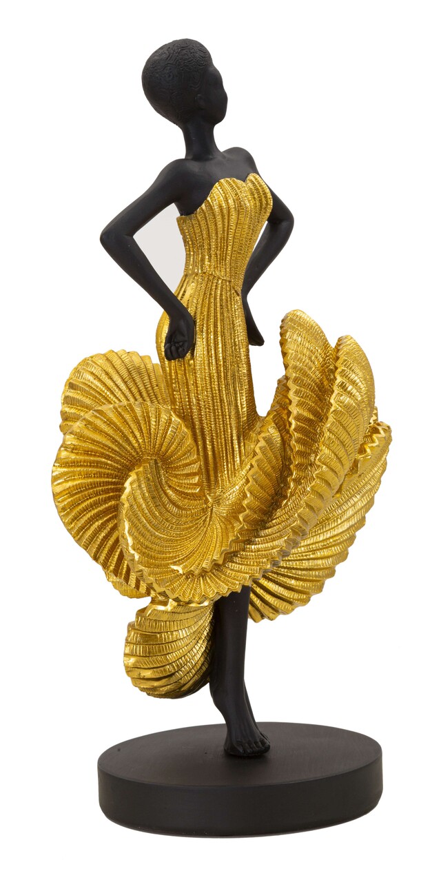 Figurina /sculptura decorativa  Fashion Dancing Woman, Mauro Ferretti, 16.5x15x36 cm, polirasina, negru/auriu
