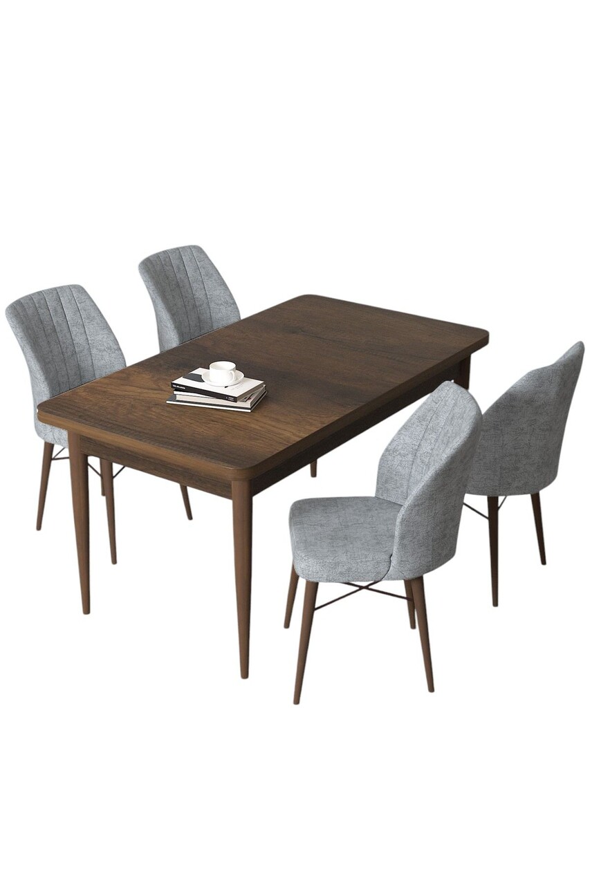 Set masă și scaune (5 bucăți), Hanah Home, Arp, Baroc / Gri - view 2