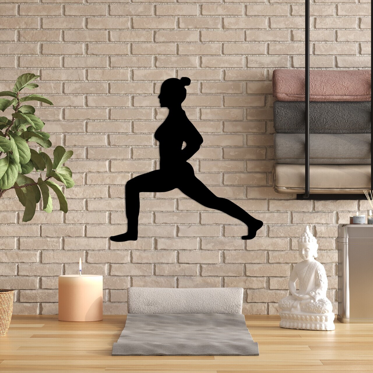 Decoratiune de perete, Yoga 4, Dimensiuni: 51 x 55 cm, Negru