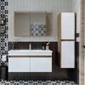 Set Dulap de Baie cu Chiuvetă și Oglindă (3 Piese), Hanah Home, 1902, MDF-LAM, Pin Atlantic / Alb Mat
