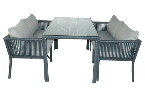 Set gradina/terasa 3 piese, My Interior, Vera, rattan/aluminiu, gri