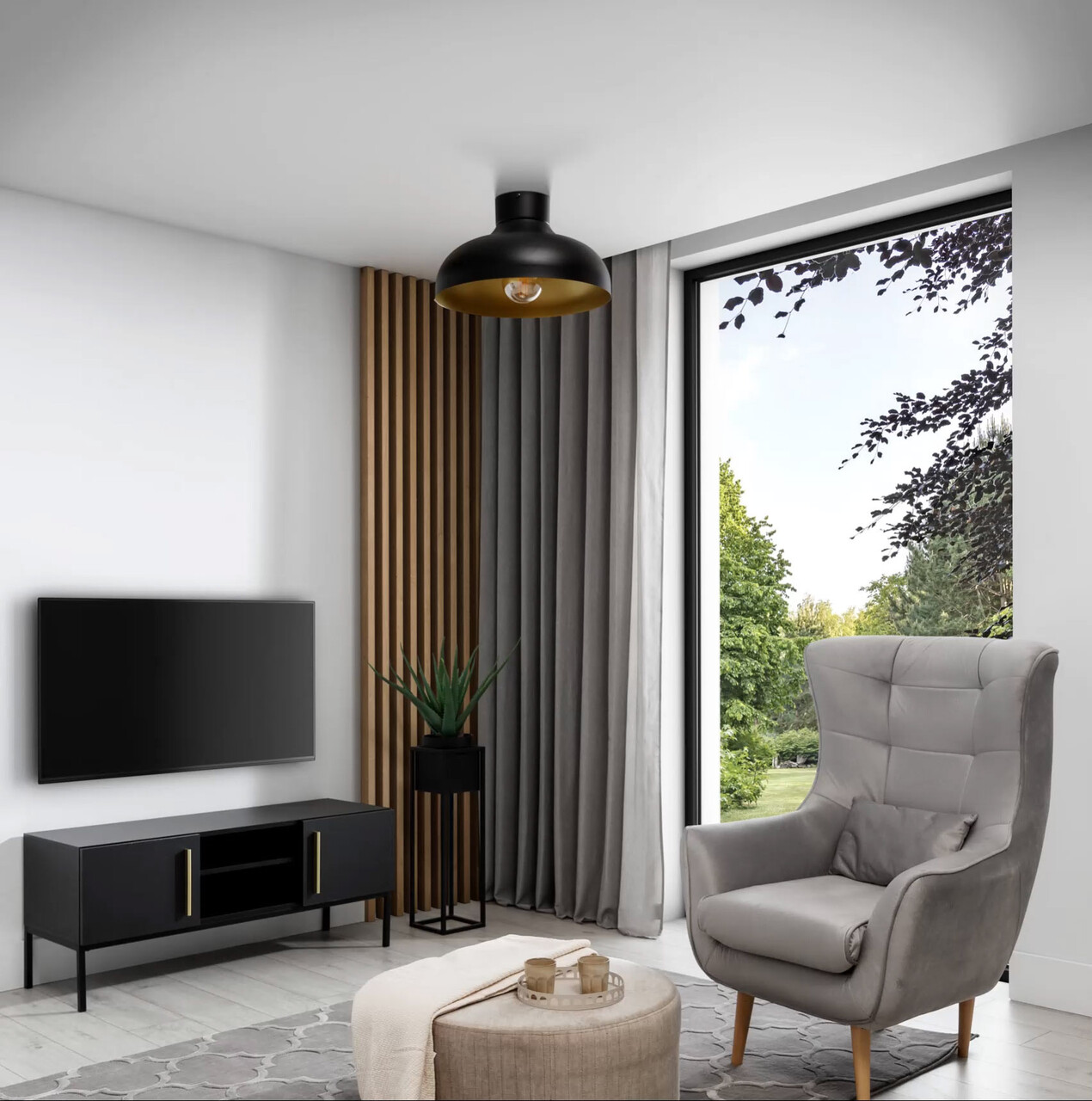 Plafoniera ELTAP, Desolo, 40x21 cm, 1xE27, 15W, otel, negru