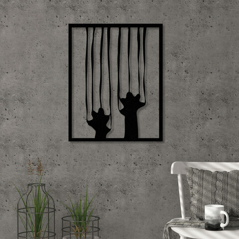 Decoratiune de perete, strach, metal, dimensiune: 40 x 40 cm, negru