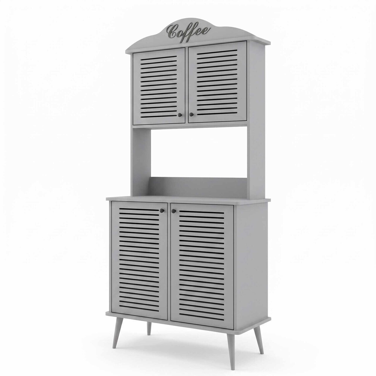 Dulap de bar pentru cafea, Hanah Home, Avior 90, 90x170x40 cm, MDF, Gri deschis - view 4