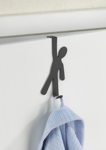 Suport prosoape cu montare pe usa boy, wenko, 8 x 15 cm, inox, negru