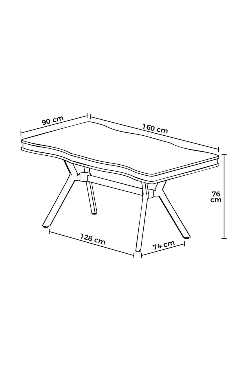 Masa, Hanah Home, Prah, 160x76x90 cm, Model de marmură albă / Crom — imaginea 3