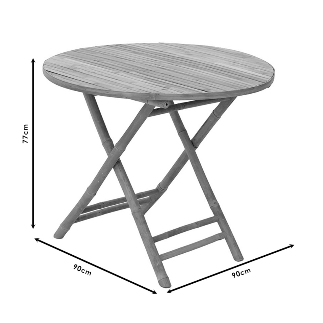 Masa pliabila pentru gradina Obbie, Pakoworld, 90x90x77 cm, bambus, natural