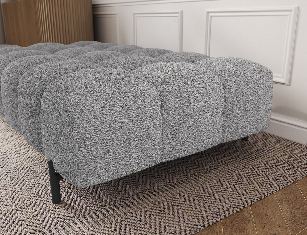 Taburet ELTAP, Ferivo, 137x68x37 cm, lemn/tesatura boucle, gri — imaginea 6