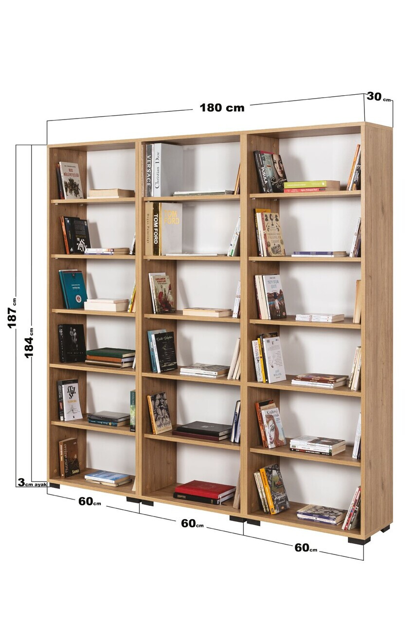 Corp biblioteca, Hanah Home, Evm 8325, 180x187x30 cm, PAL, Maro — imaginea 4