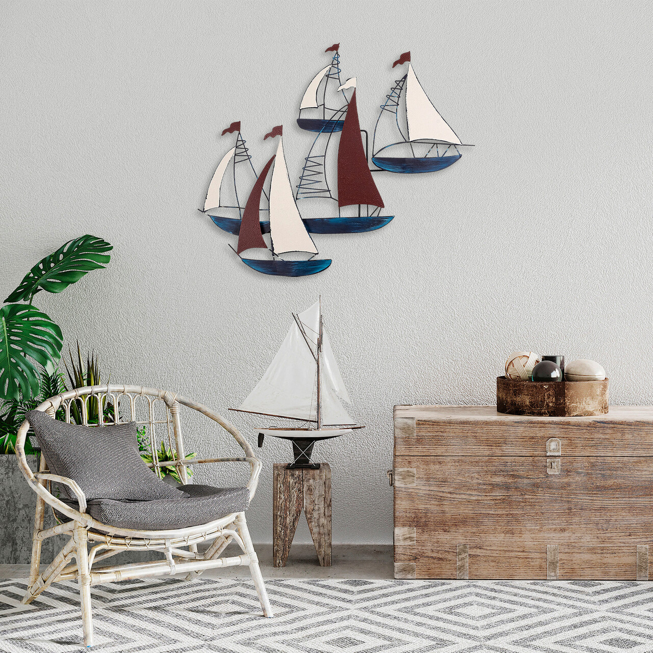 Decoratiune de perete, Kadirga, Metal, Dimensiune: 88 x 73 cm, Multicolor - 1 | YEO