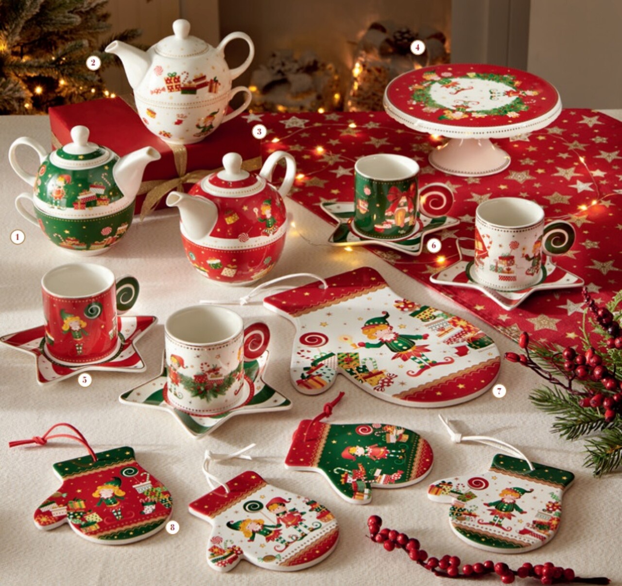 Set ceainic cu ceasca, Elfomagia Red, Brandani, 11x15x13 cm, portelan New Bone China