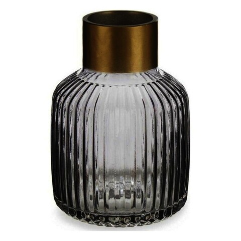 Vaza Stripes, Gift Decor, Ø14.5 x 22 cm, sticla, gri/auriu