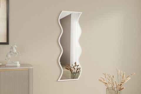 Oglinda decorativa, Siam, Safi, 40x120x2.2 cm, MDF , Alb
