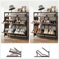 Pantofar cu 4 usi, Vasagle, 12-20 perechi pantofi, 98.3 x 30 x 96.5 cm, PAL/otel, maro rustic