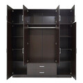Dulap pentru haine Royal, Pakoworld, cu 4 usi, 200x58x230 cm, PAL melaminat, wenge