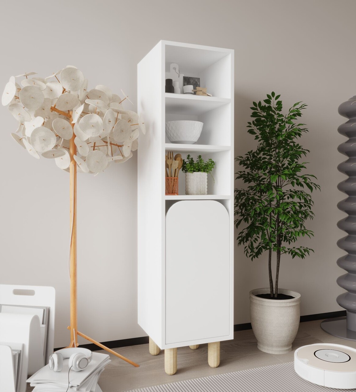 Dulap multifunctional, Hanah Home, Parma 1, 37x155x40 cm, PAL, Alb - view 2