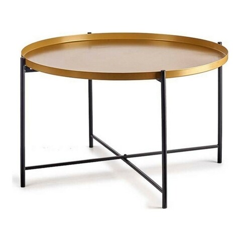 Masuta de cafea marli, gift decor, 76.5 x 76.5 x 46 cm, metal, negru/auriu