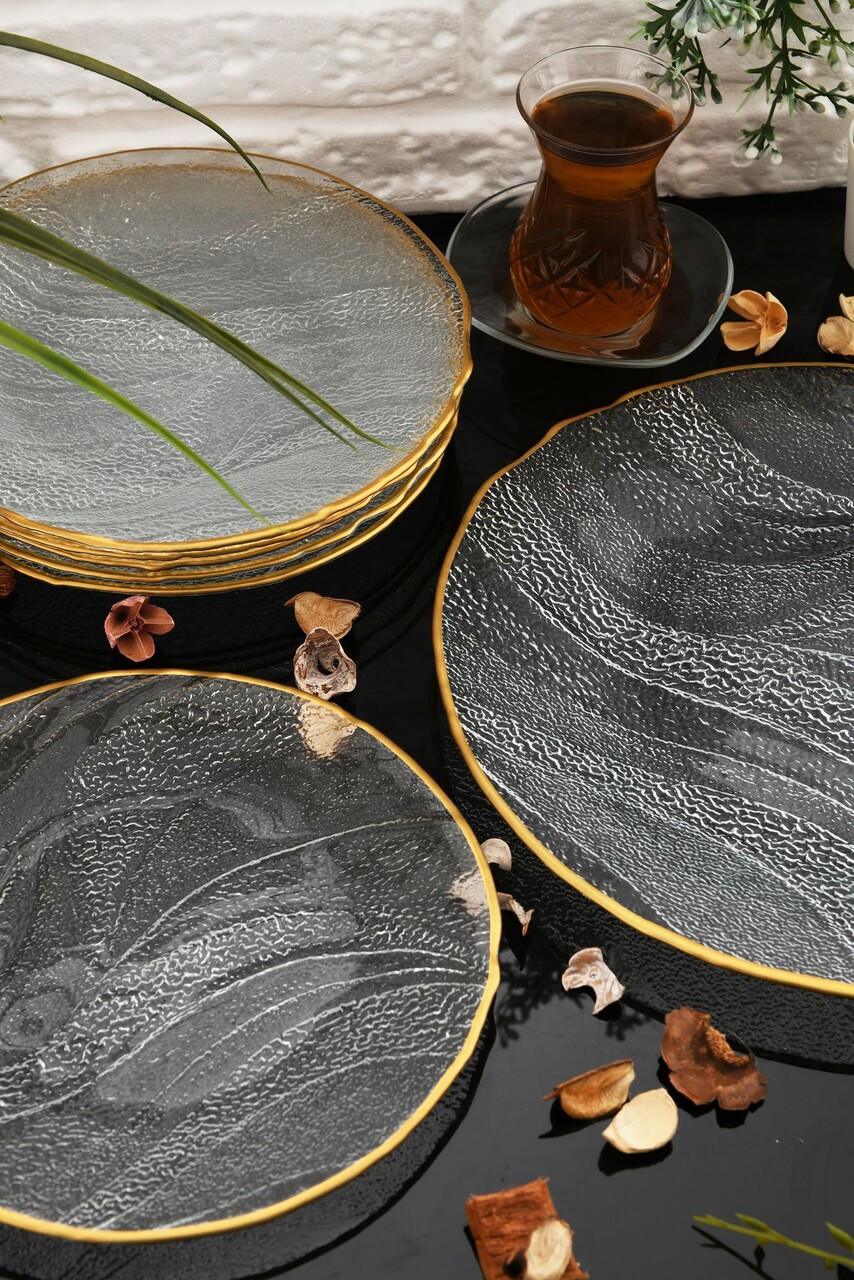 Set platouri servire desert, Hermia, 330SBL1108, Farfurie: 21 cm (6 bucăți), Transparent - imagine 2