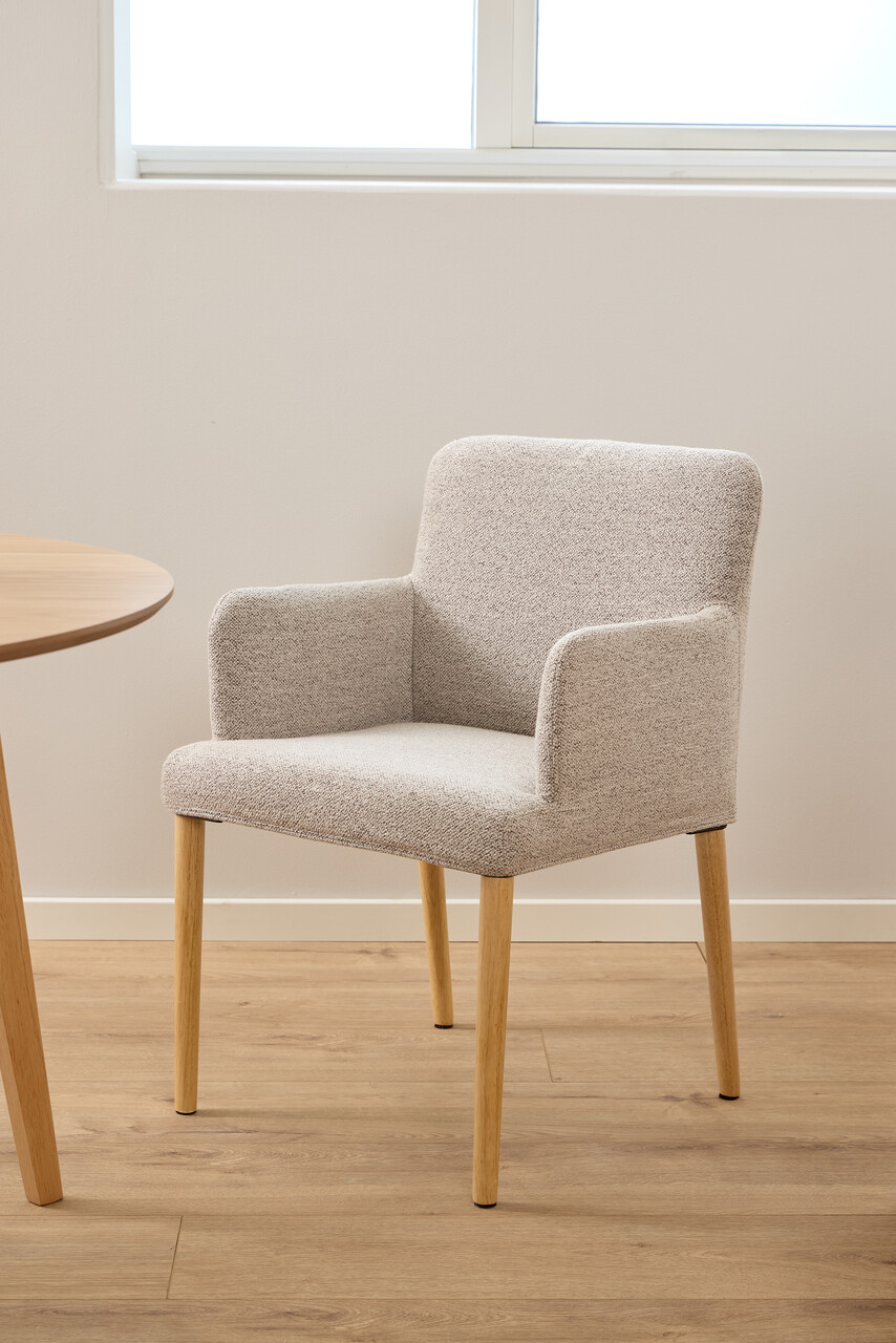 Scaun Zoe, Actona, 56x60x83 cm, tesatura Boucle/lemn de cauciuc, bej - view 8