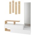 Set mobilier pentru hol 3 piese, Decortie, Ramda, pal melaminat, alb/stejar