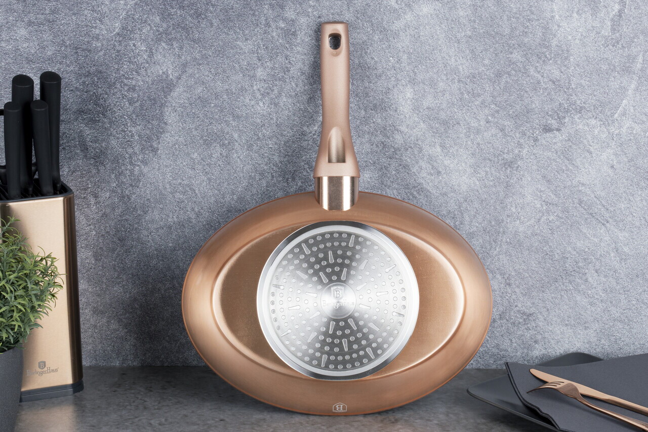 Tigaie pentru peste Berlinger Haus, Rose Gold, 35 cm, aluminiu forjat, roz - imagine 7