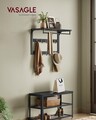 Cuier de perete cu 10 agatatori, Vasagle, 66x30x42 cm, PAL/otel, gri carbune/negru