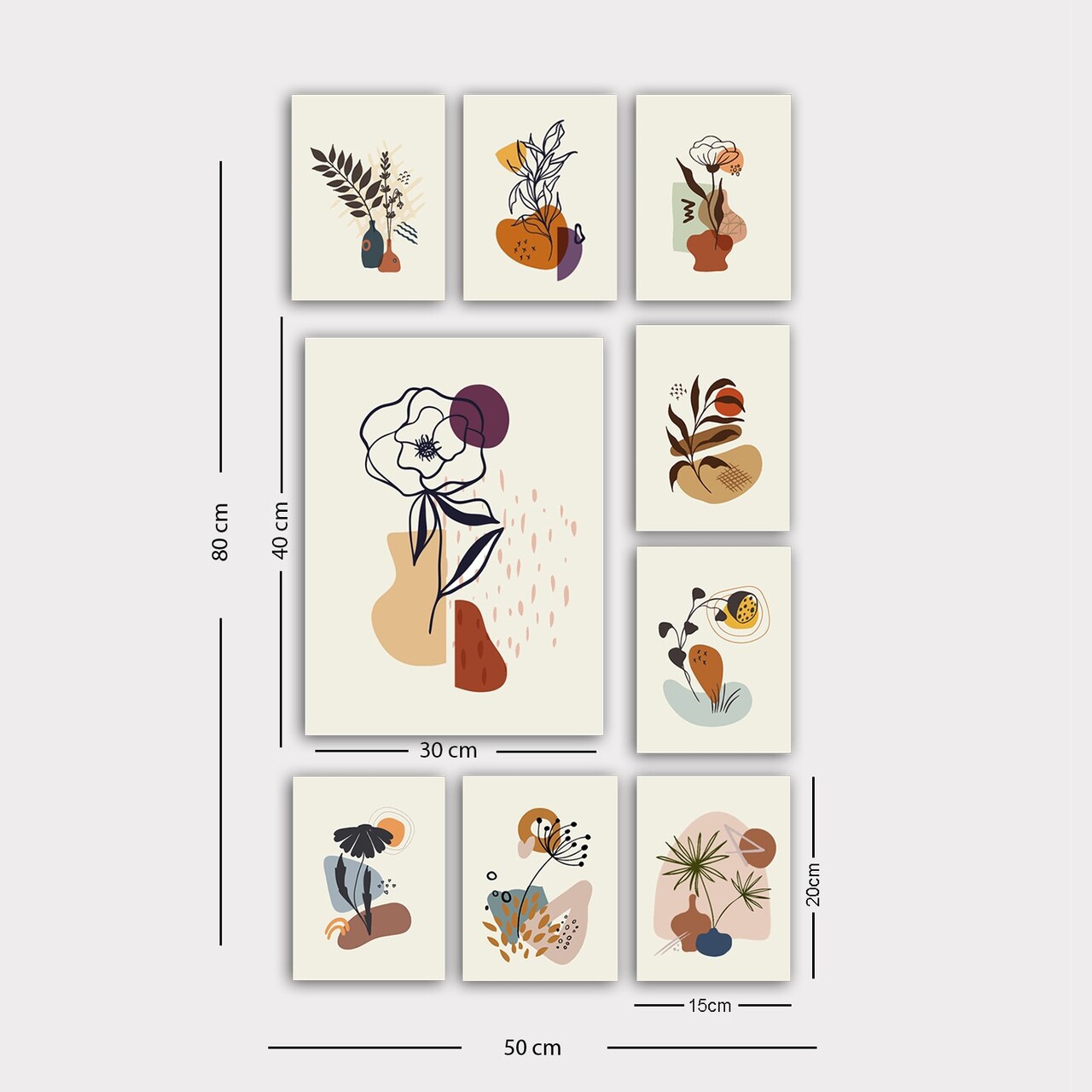 Set 9 tablouri decorative, 9MDF01YS, 20 x 15 cm, 8 piese, Multicolor - view 2