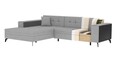 Coltar extensibil stanga 4 locuri ELTAP, Sol-10, Solange, 292x196x84 cm, lemn/poliester, gri deschis