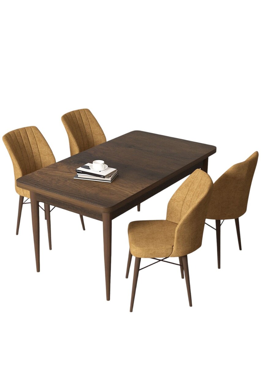 Set masă și scaune (5 bucăți), Hanah Home, Arp, Baroc / Cappuccino - view 2