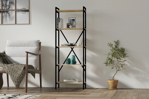 Corp biblioteca, asse home, kinder, 72x170x25 cm, stejar / negru