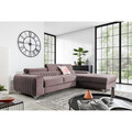 Coltar extensibil dreapta 3 locuri ELTAP, RT-24LO, Grayson, 278x205x92 cm, lemn/poliester, roz