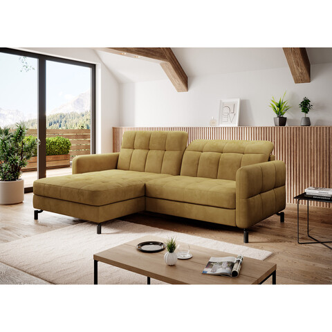 Coltar extensibil stanga 3 locuri ELTAP, Lore-34, Lorelle, 225x160x105 cm, lemn/poliester, mustar