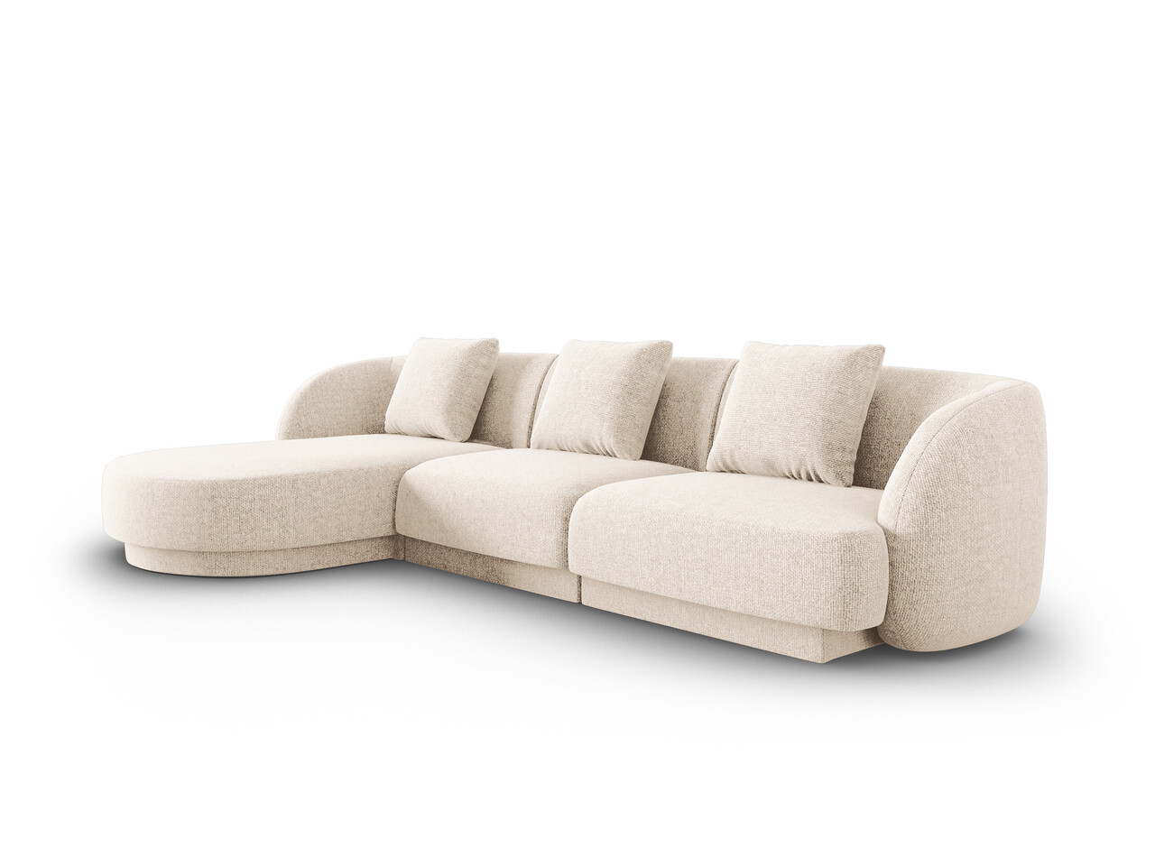Coltar stanga 4 locuri, Tulum, Cosmopolitan Design, 255x156x70 cm, tesatura chenille, bej deschis