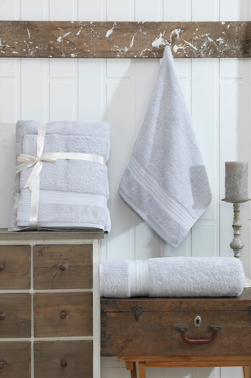 Set prosoape de baie, Eponj Home, DS, Bumbac, Gri deschis