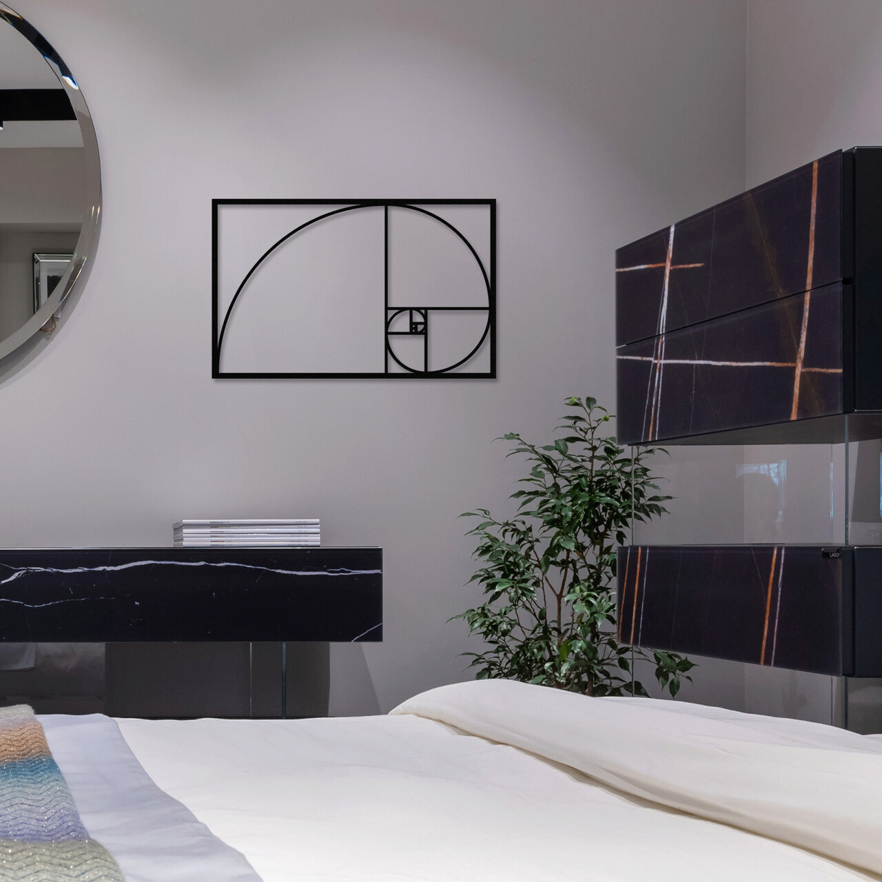 Decoratiune de perete, Golden Ratio Metal Decor, metal, 53 x 35 cm, negru - 1 | YEO