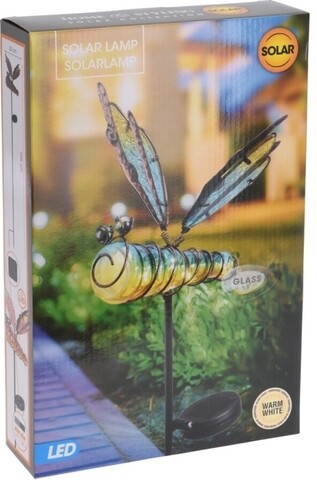 Lampa de gradina Dragonfly, 20x6x105 cm, metal, albastru/mov