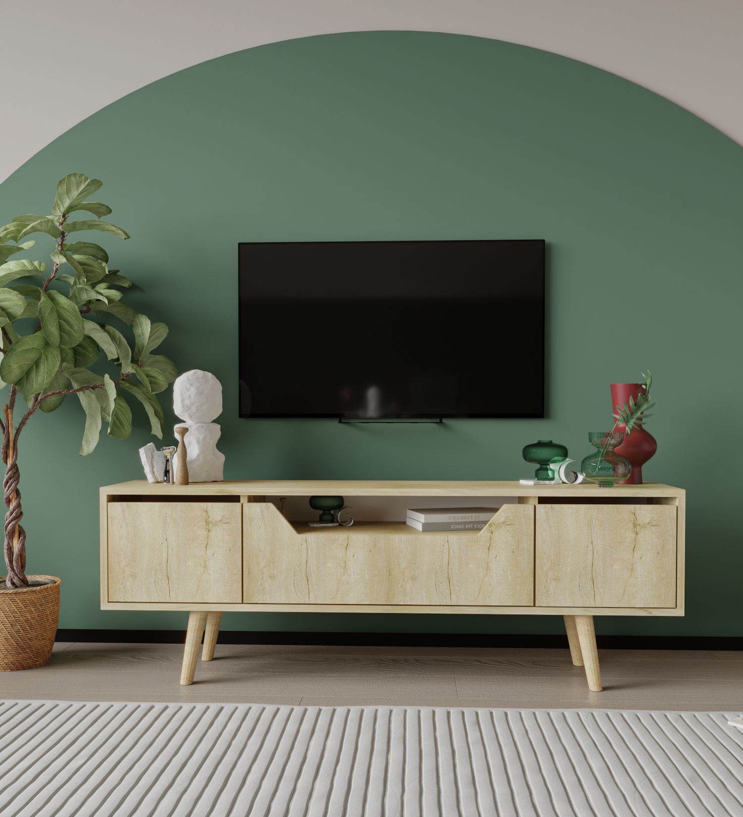 Comoda TV, Hanah Home, Roma 150, 150x53x29.8 cm, PAL, Maro