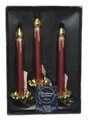 Set 3 lumanari decorative, Decoris, 4.3x4.8 cm, sticla, rosu