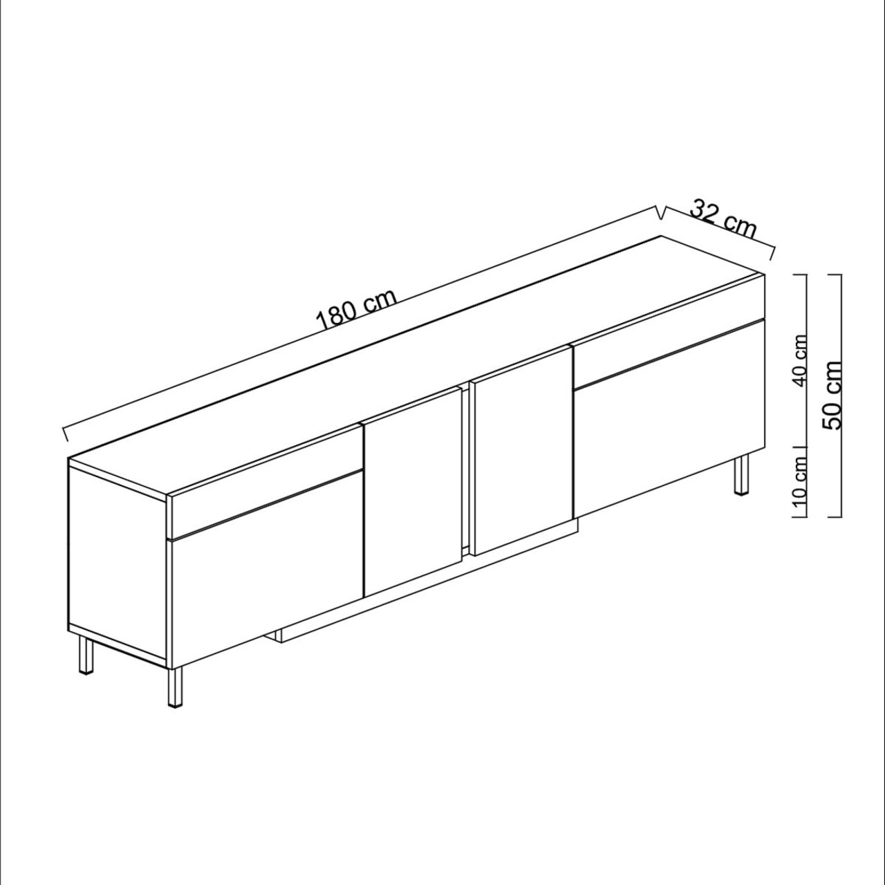 Comoda TV, Hanah Home, Paris, 180x50x32 cm, Alb - imagine 8