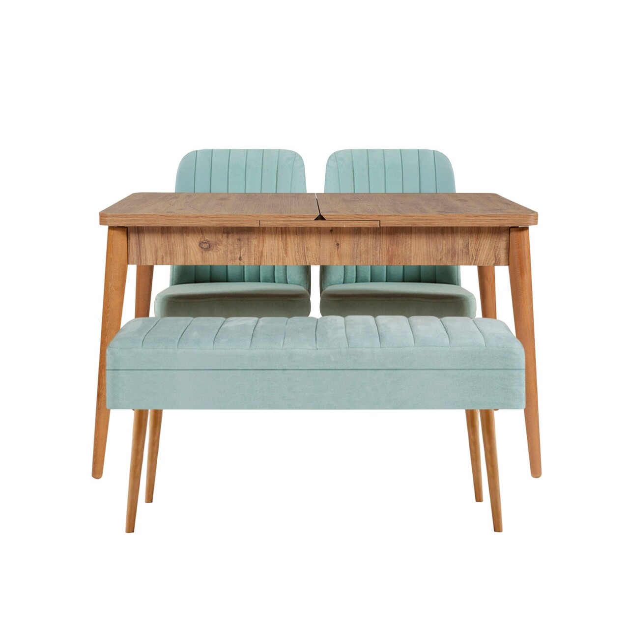 Set masa extensibila si scaune, Hanah Home, Vina 0701, Pin Atlantic / Verde Fistic - imagine 3
