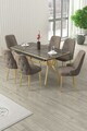 Set masa extensibila si scaune (7 piese), Hanah Home, Nis, Antracit / Auriu / Cappuccino
