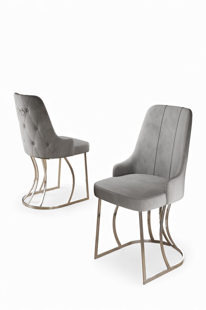 Set scaune 6 piese, Hanah Home, Puva, Gri/Crom - view 2