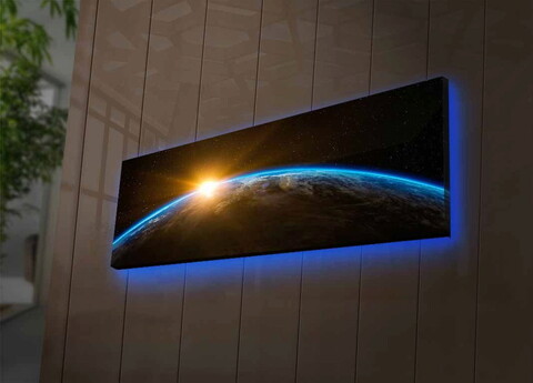 Tablou decorativ cu lumina LED, 3090NASA-018, Canvas, 30 x 90 cm, Multicolor Ledda
