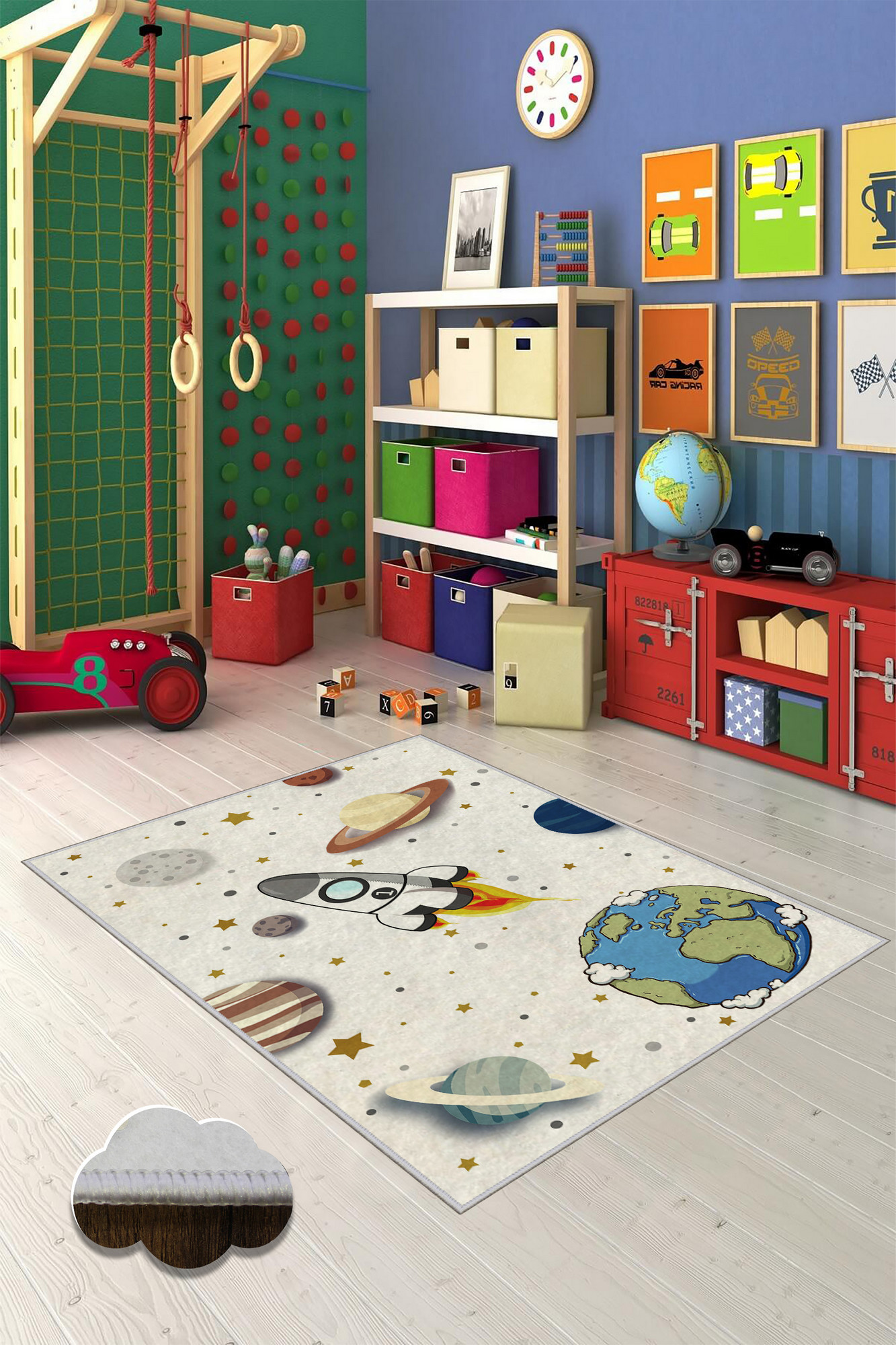 Covor, WOOKECE048, 80x150 cm, Poliester, Multicolor