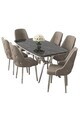 Set masa si scaune (7 piese), Hanah Home, Asel, Sonata / Crom / Cappuccino