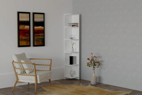 Corp biblioteca, puqa design, ravella, 25x160x25 cm, pal, alb