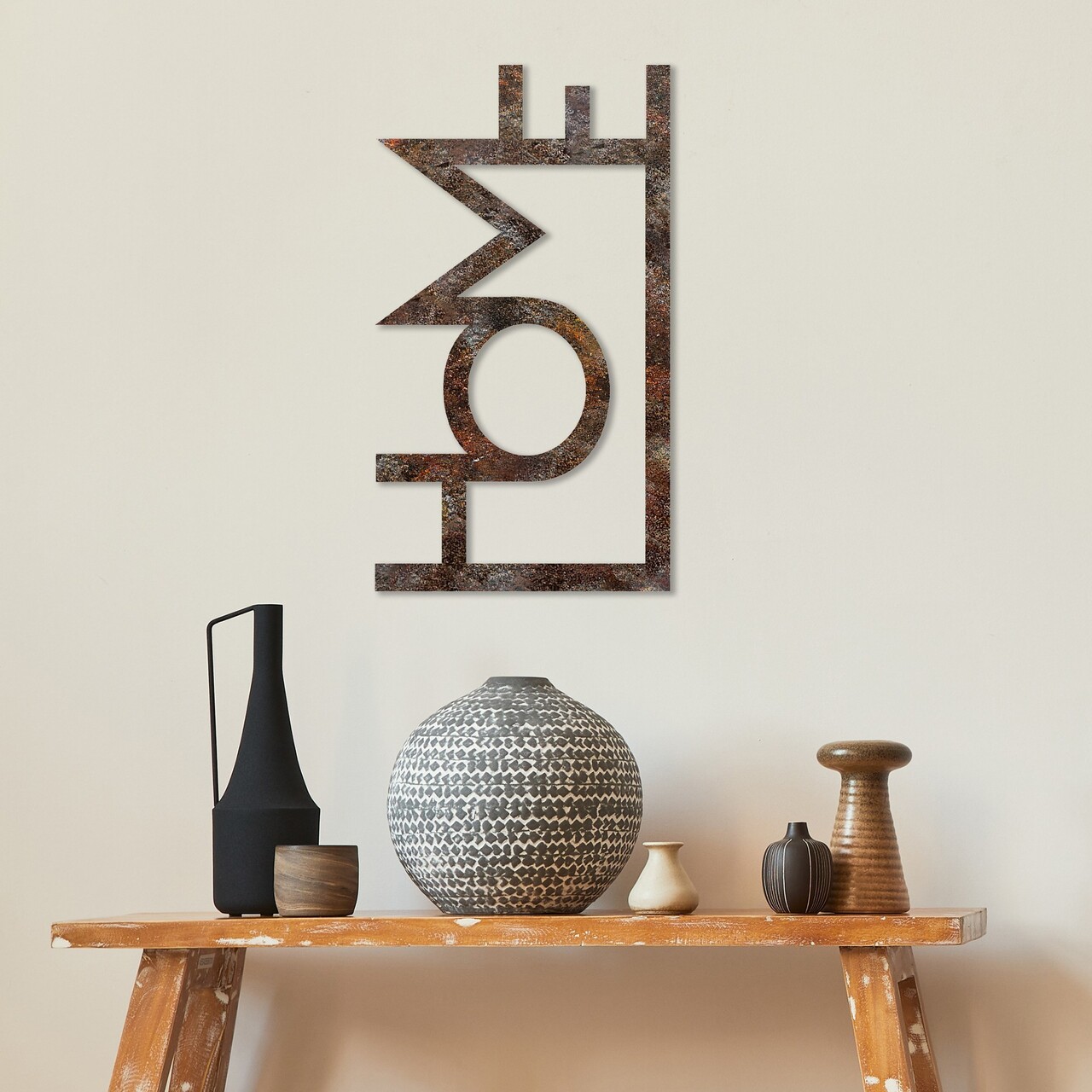 Decoratiune de perete, Rusty Home, Dimensiune: 50 x 28 cm, Maro antichizat - view 2