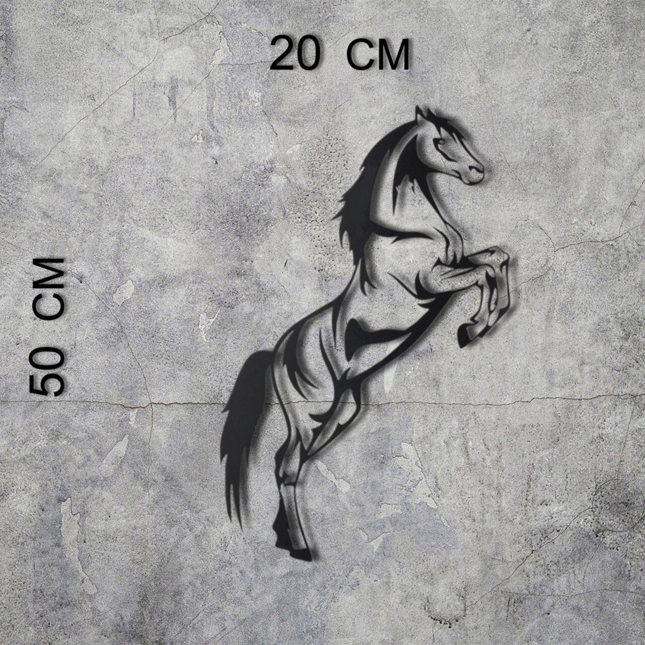 Decoratiune de perete, Wild Horse, Metal, Dimensiune: 50 x 20 cm, Negru - 2 | YEO