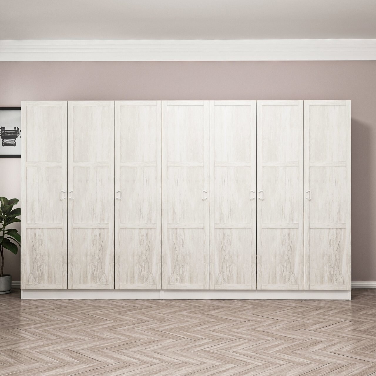Dulap pentru haine, Minerva, Kale Country, 315x210x52 cm, PAL, Alb - 1 | YEO